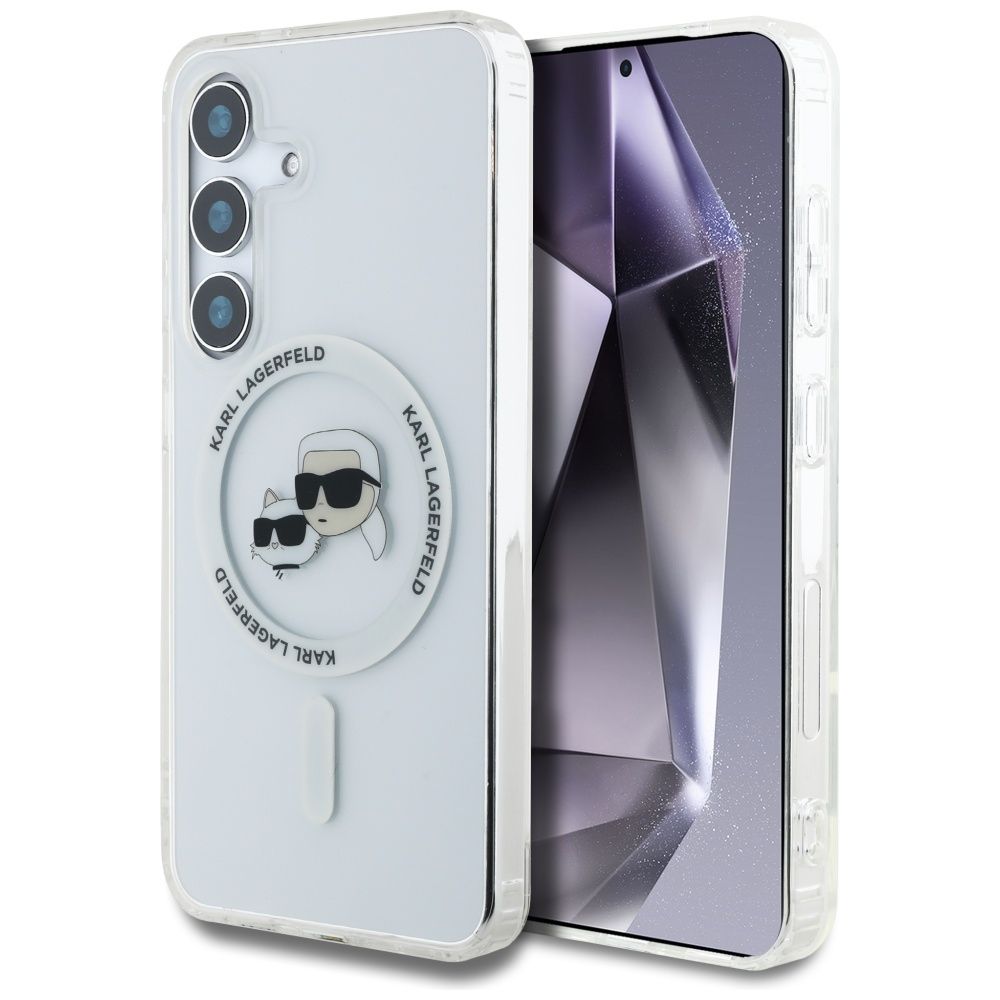 KARL LAGERFELD case for SAMSUNG S25 KLHMS25SHLSKCH (Magnetic IML Metal KC Heads) white