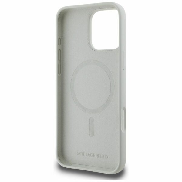 KARL LAGERFELD case for IPHONE 16 Pro compatible with MagSafe KLHMP16LSKCHTCE (Silicone KC Heads) beige