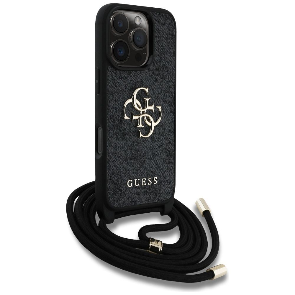 GUESS case for IPHONE 16 Pro Max GUHCP16XP4GMGCRK (CBDY PU 4G Big Logo W/Cord Strap) black