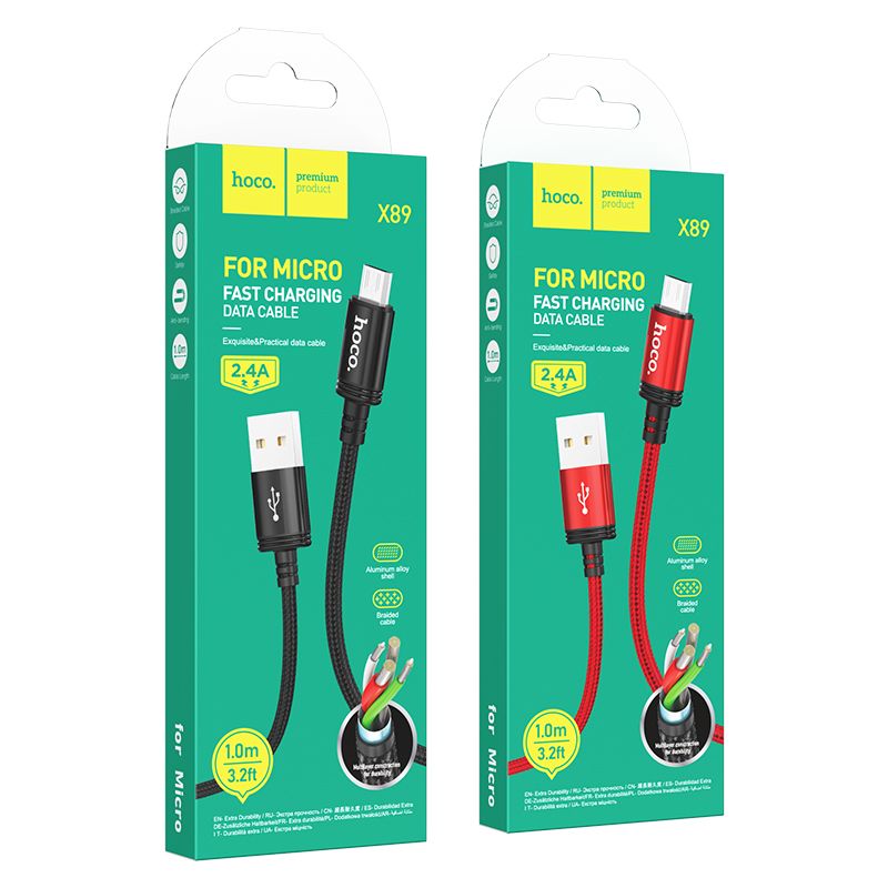 HOCO cable USB A to Micro USB 2,4A X89 1 m black