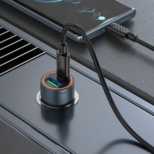 HOCO car charger USB A + Type C PD QC3.0 3A 30W Z57A metal gray