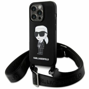 KARL LAGERFELD case for IPHONE 15 Pro Max KLHCP15XSCBSKNK (Silicone Ikonik Crossbody) black