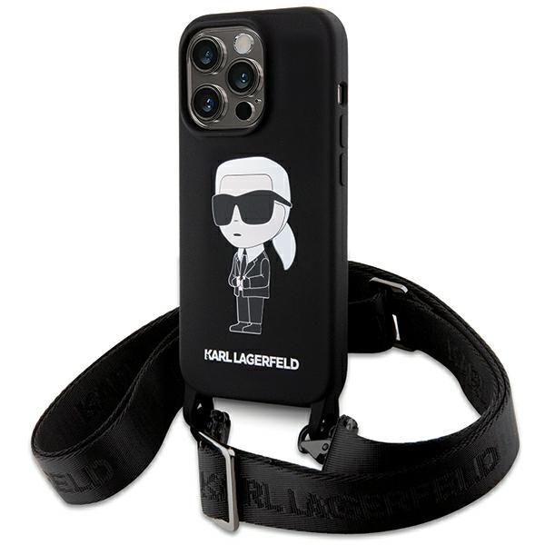 KARL LAGERFELD case for IPHONE 15 Pro Max KLHCP15XSCBSKNK (Silicone Ikonik Crossbody) black