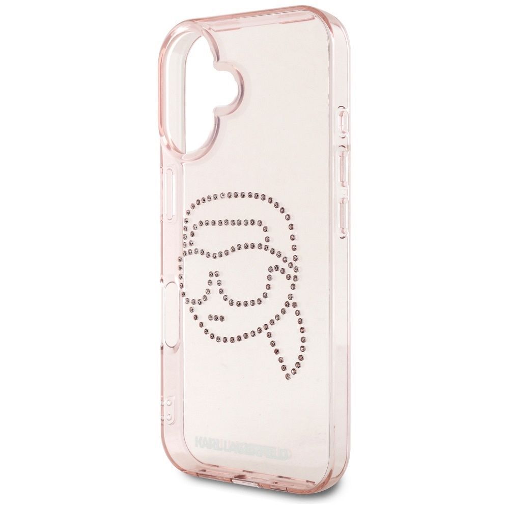 KARL LAGERFELD case for IPHONE 16 KLHCP16SHKHDCELP (IML Rhinestones S K Head) pink