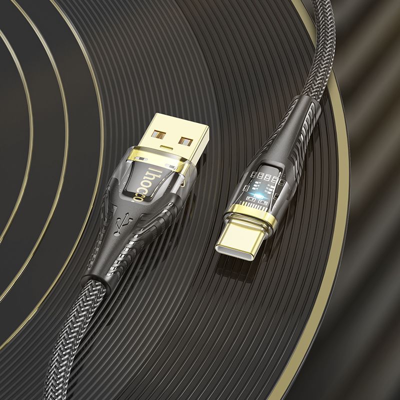 Cable USB A to USB C Hoco 2,4A 1,2 m U121 black transparent