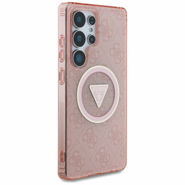 GUESS case for SAMSUNG S25 Ultra GUHMS25LHG4PRTGP (Magnetic IML Metal Glitter 4G Circle Triangle) pink