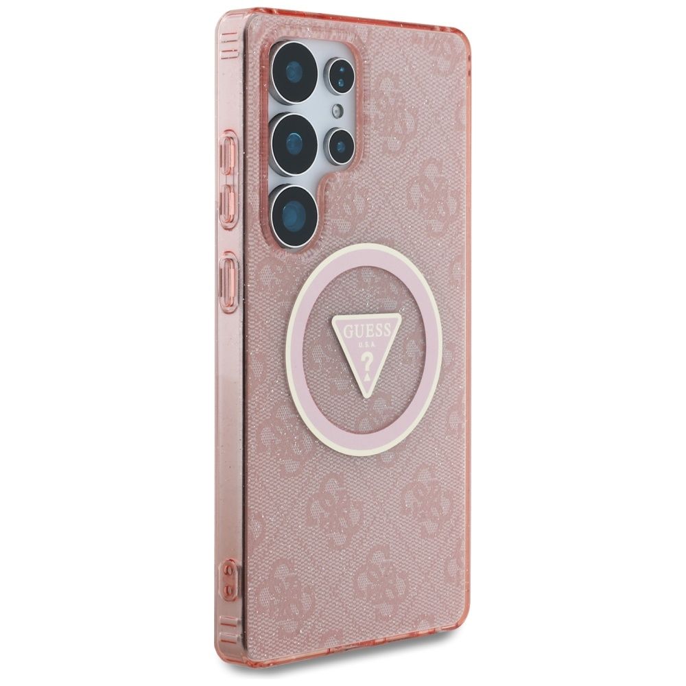 GUESS case for SAMSUNG S25 Ultra GUHMS25LHG4PRTGP (Magnetic IML Metal Glitter 4G Circle Triangle) pink