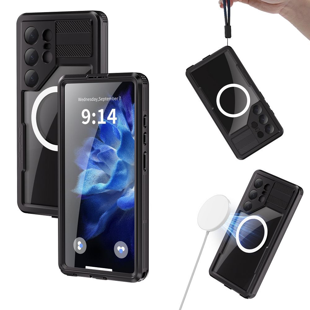 Waterproof case SHELLBOX MARS with metal ring for SAMSUNG S25 Ultra black