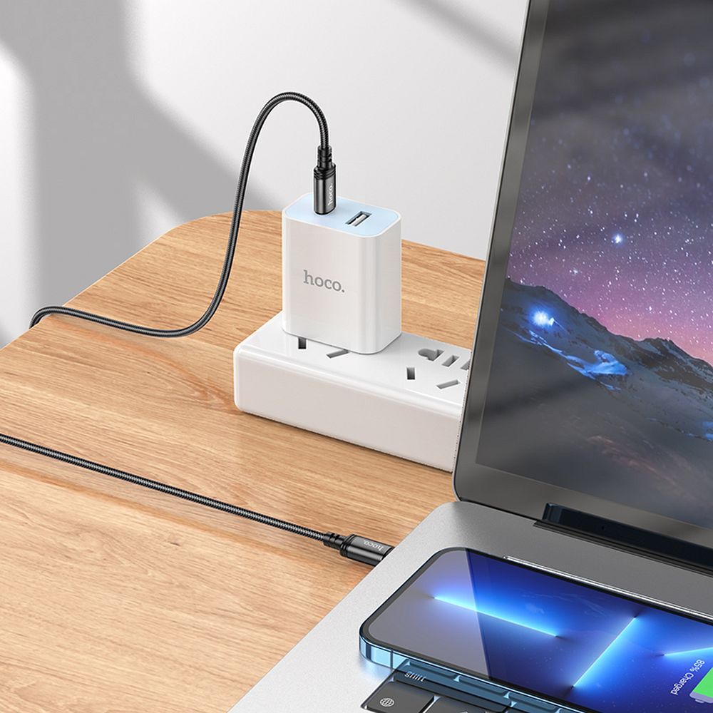 Cable USB C to USB C Hoco 3A 60W 2 m X89 black