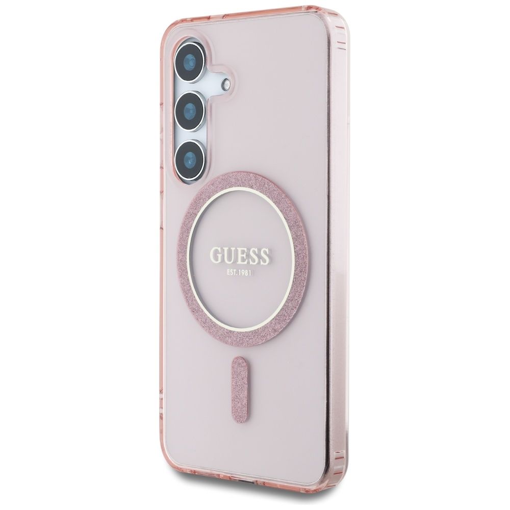 Θήκη Κινητού GUESS Magnetic Glitter Circle Ροζ για Samsung S25 GUHMS25SHFGEREP