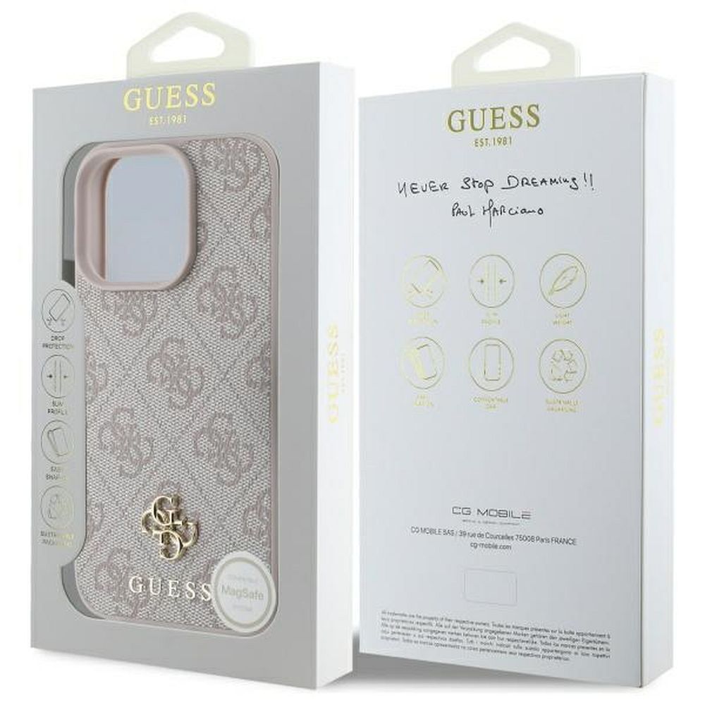 GUESS case for IPHONE 16 Pro compatible with MagSafe GUHMP16LP4SM4MP (PU 4G Small and Classic) pink
