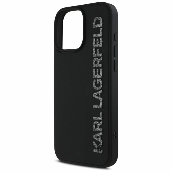 KARL LAGERFELD case for IPHONE 16 Pro Max KLHCP16XRBKGVCK (3D Rubber Elongated Glitter) black