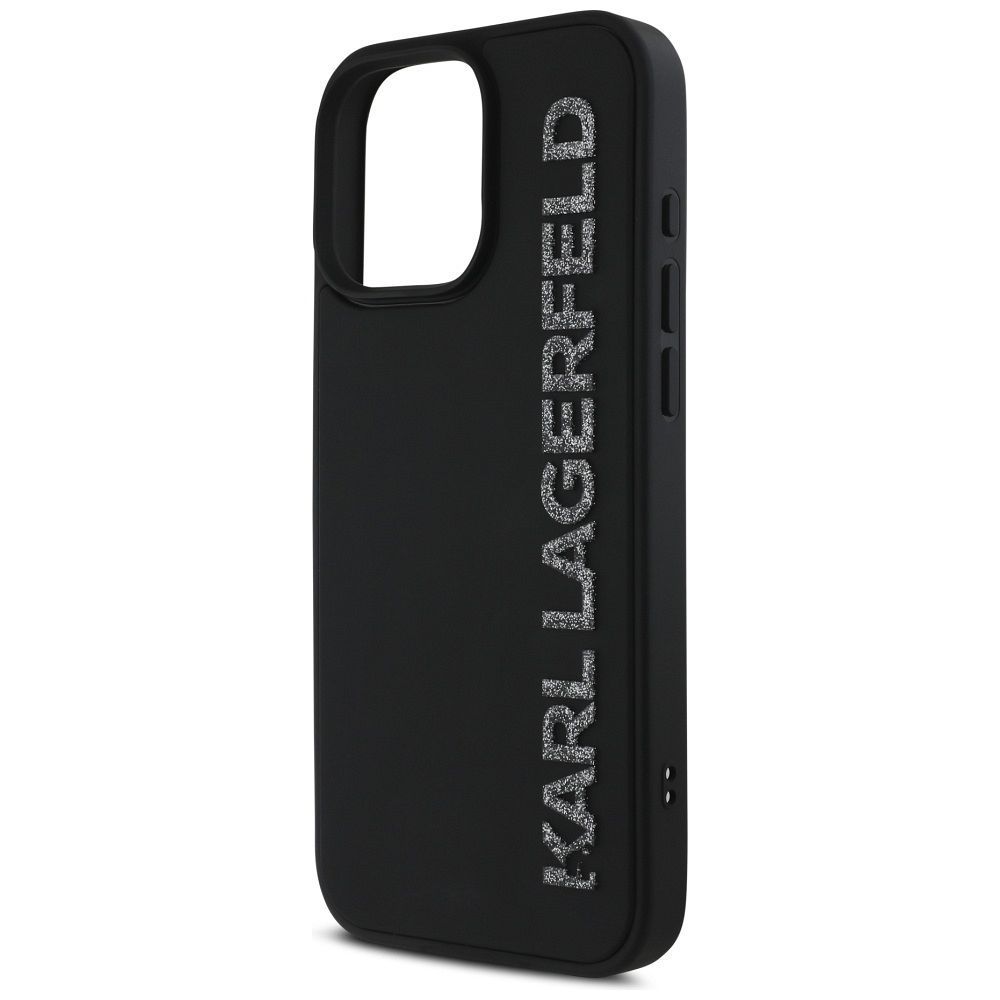 KARL LAGERFELD case for IPHONE 16 Pro Max KLHCP16XRBKGVCK (3D Rubber Elongated Glitter) black