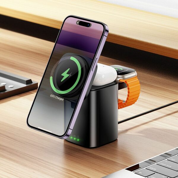 Ασύρματος Φορτιστής 3 σε 1 HOCO CQ20 για Apple Watch & iPhone 15W - Μαύρος