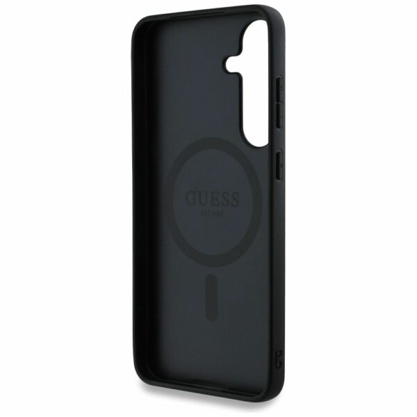 Θήκη Κινητού GUESS Samsung S25 Μαύρη με Δαχτυλίδι & Λογότυπο 4G