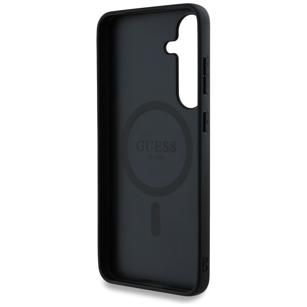Θήκη Κινητού GUESS Samsung S25 Μαύρη με Δαχτυλίδι & Λογότυπο 4G
