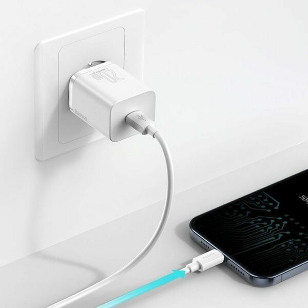 Φορτιστής Τοίχου BASEUS Type C PD 20W QC3.0 Super Si Λευκός CCSUP-B02