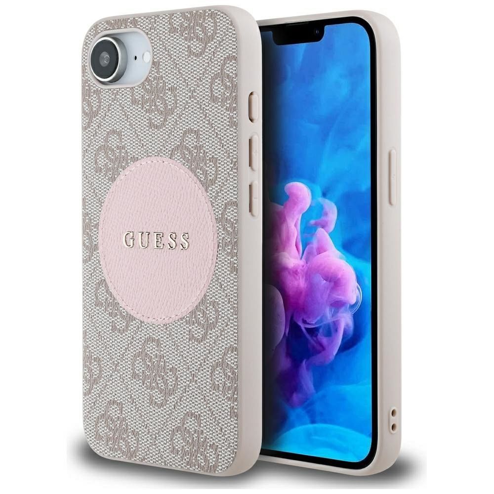 GUESS case for IPHONE 16e (SE 4 2025) compatible with MagSafe GUHMPSE4P4PGRSGP (PU 4G Circle W/ Classic Logo) pink