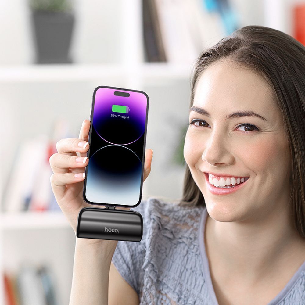 HOCO Powerbank 5000mAh με Ενσωματωμένο Lightning & Φόρτιση 2A - J106 Μαύρο