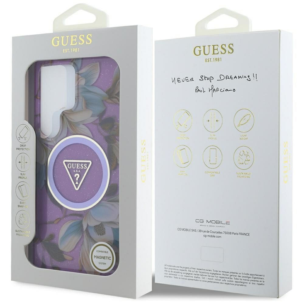 Θήκη Κινητού GUESS Samsung S25 Ultra Μωβ Γκλίτερ Λουλούδια