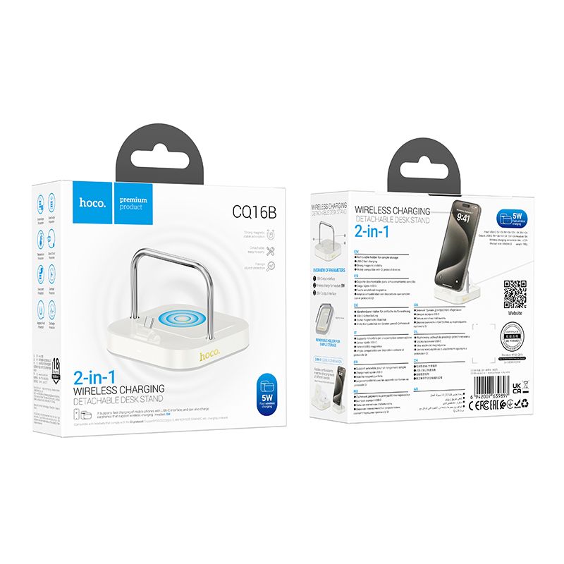 35f3014c18d5ee3ec63be96fcedd043c HOCO desktop charger 2in1 Type C + wireless charging 5W PD QC 3A 30W CQ16B milky white