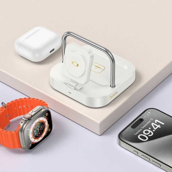 Ασύρματος Φορτιστής 3 σε 1 HOCO CQ16A για Apple Watch - Λευκός