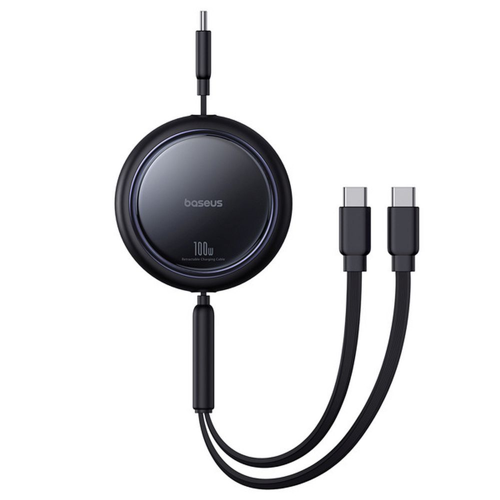 Καλώδιο BASEUS 2in1 Type C σε 2x Type C 100W Ανασυρόμενο 1m Μαύρο