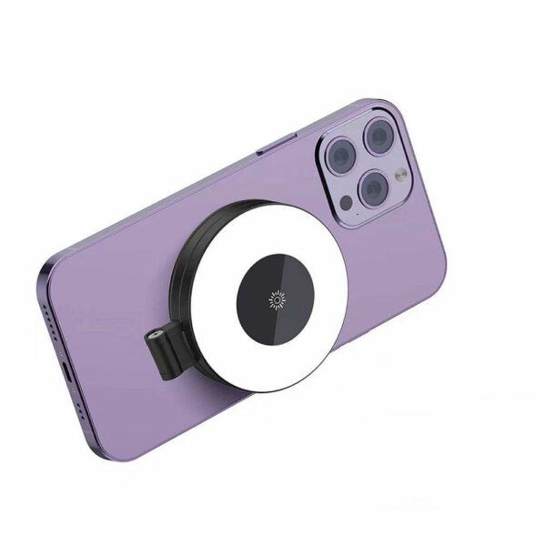 Mini magnetic phone stand with light compatible with MagSafe black