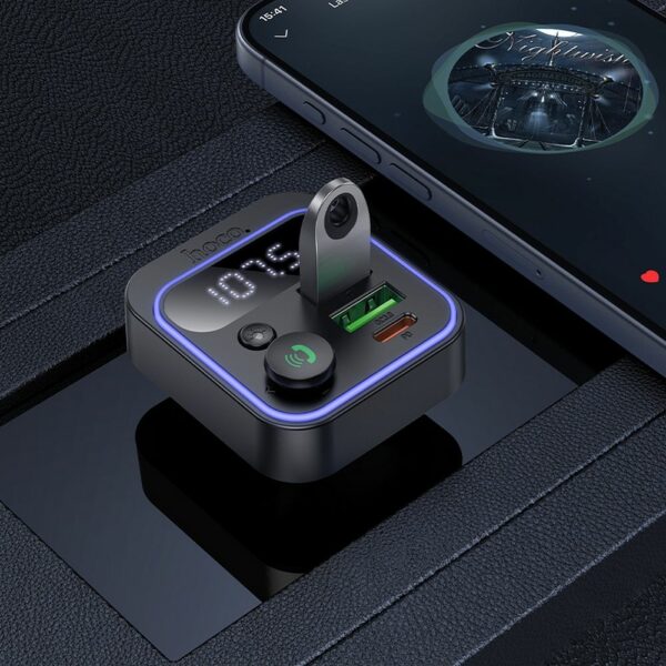 HOCO car transmitter FM bluetooth 2 x USB A + Type C PD QC3.0 20W E85 black