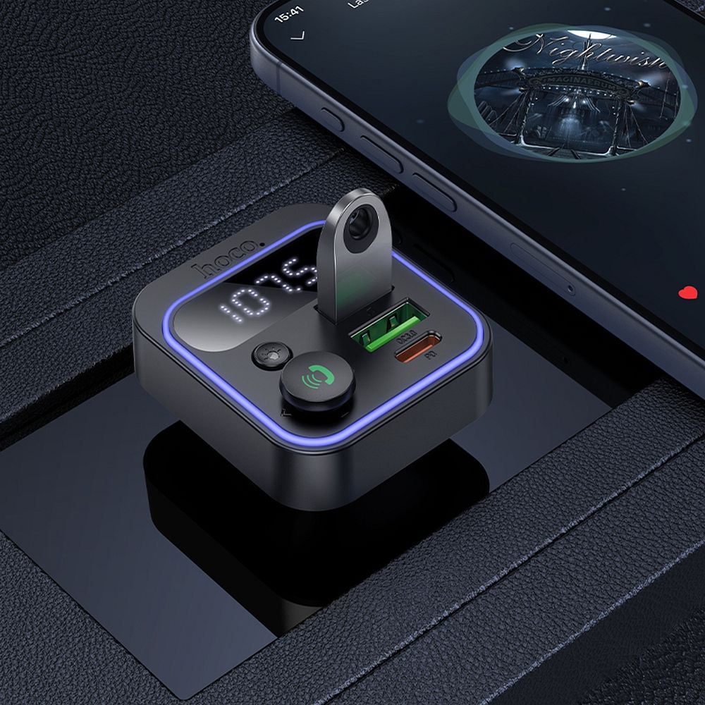 HOCO car transmitter FM bluetooth 2 x USB A + Type C PD QC3.0 20W E85 black