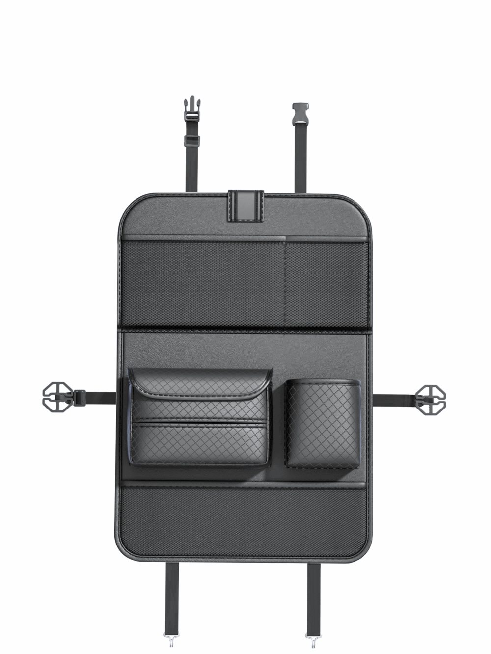 Foldable Car organizer for front seats with compartments D03-B black