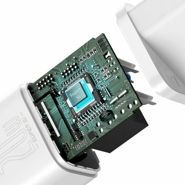 Φορτιστής Τοίχου BASEUS Type C PD 20W QC3.0 Super Si Λευκός CCSUP-B02