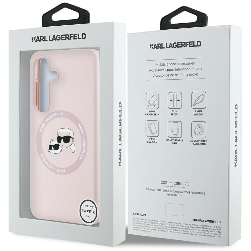 KARL LAGERFELD case for SAMSUNG S25 Plus KLHMS25MSKCHTCP (Magnetic Silicone Double Heads) pink