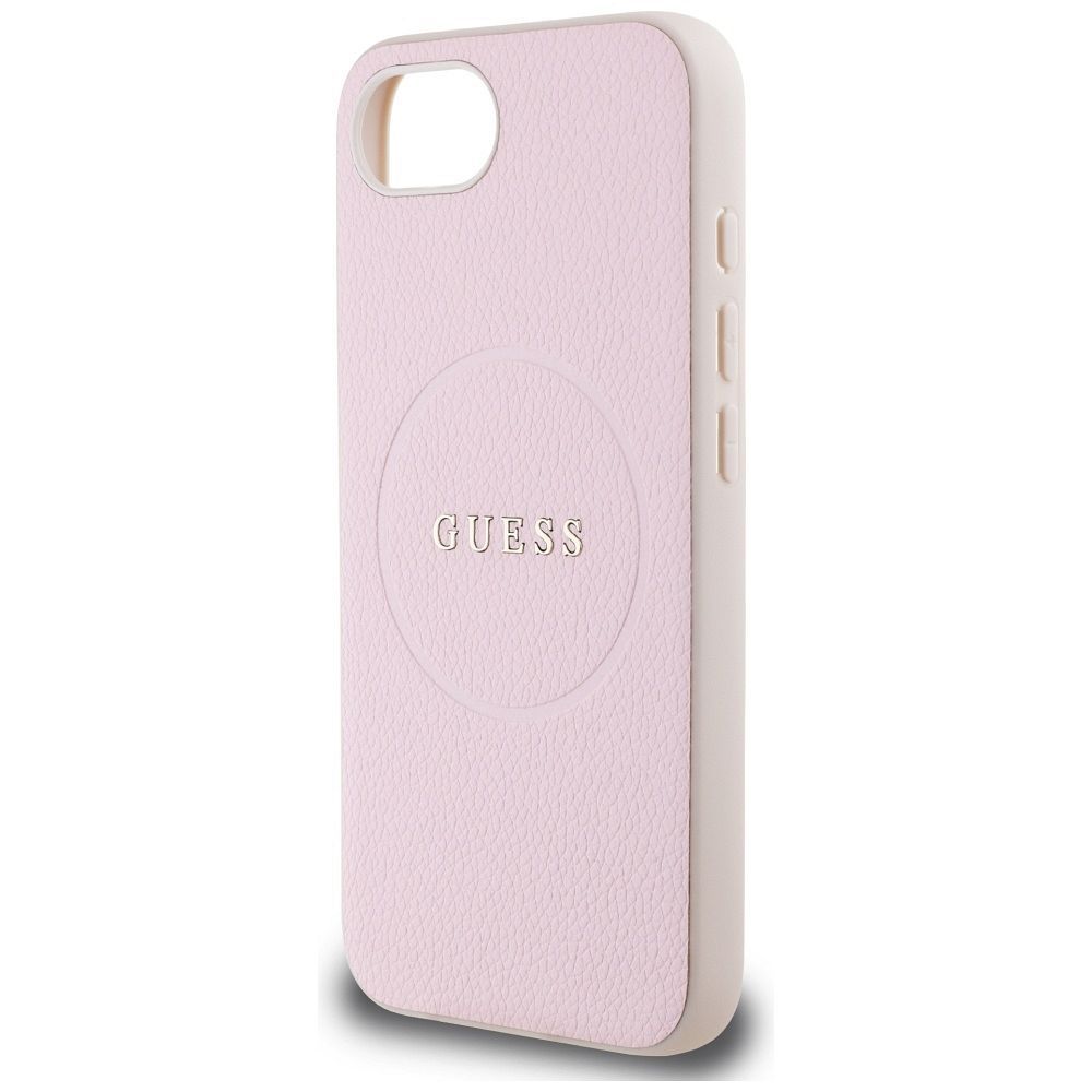 GUESS case for IPHONE 16e (SE 4 2025) compatible with MagSafe GUHMPSE4PGHSMMP (PU Grained Gold Ring) pink