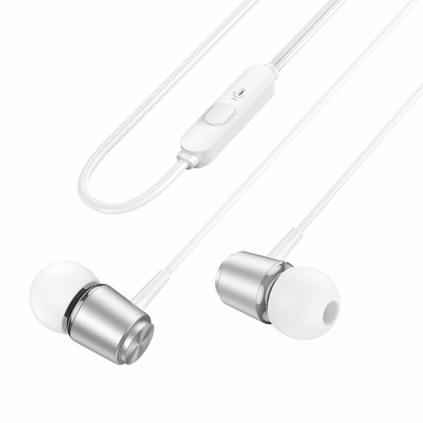 HOCO M108 Ακουστικά Ενσύρματα με Μικρόφωνο Jack 3.5mm Ασημί