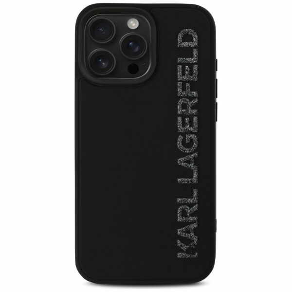 KARL LAGERFELD case for IPHONE 16 Pro Max KLHCP16XRBKGVCK (3D Rubber Elongated Glitter) black