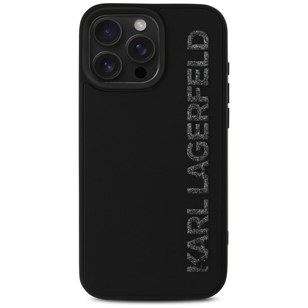KARL LAGERFELD case for IPHONE 16 Pro Max KLHCP16XRBKGVCK (3D Rubber Elongated Glitter) black