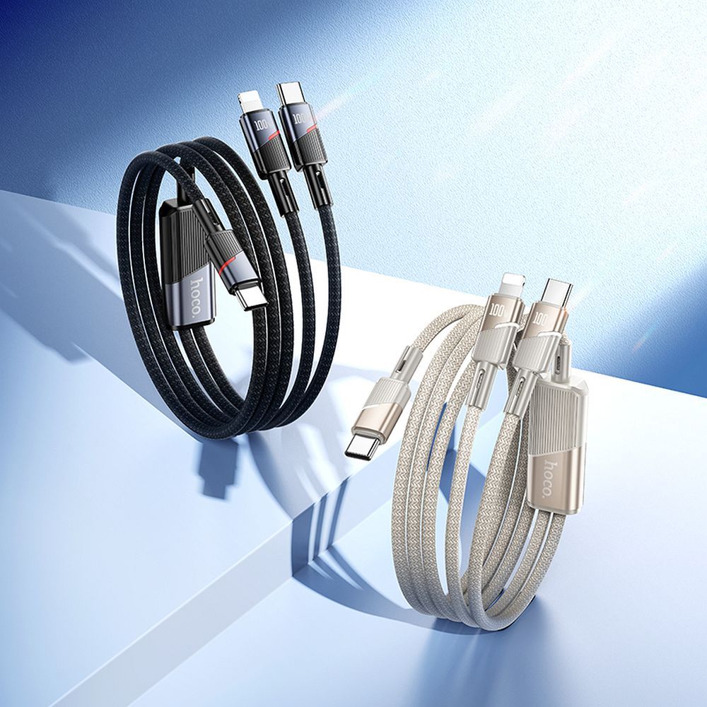 Καλώδιο HOCO 2in1 Type-C & Lightning 5A 100W U139 Μαύρο 1.2m