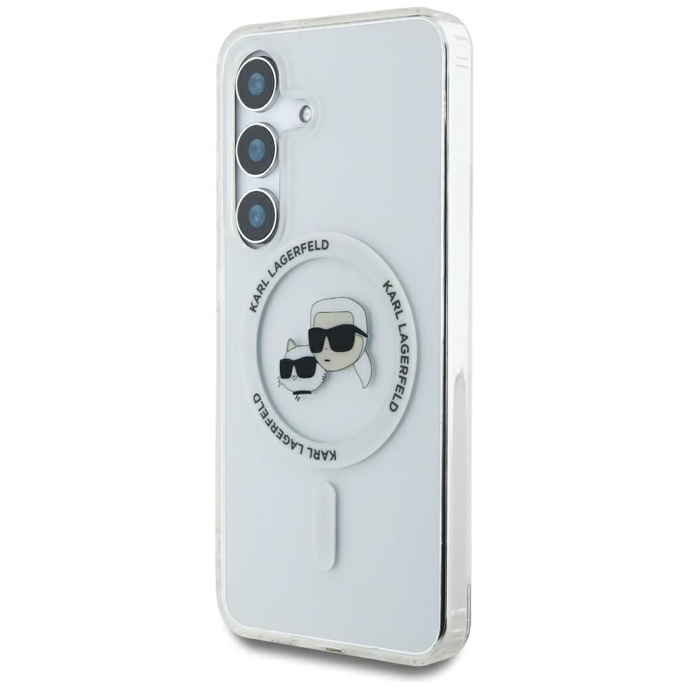 KARL LAGERFELD case for SAMSUNG S25 KLHMS25SHLSKCH (Magnetic IML Metal KC Heads) white