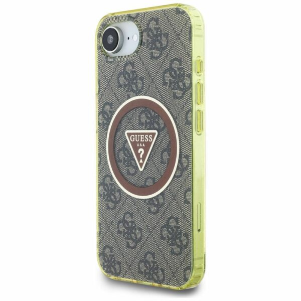GUESS case for IPHONE 16e (SE 4 2025) compatible with MagSafe GUHMPSE4HG4PRTGW (IML Metal Glitter 4G Circle Triangle) brown
