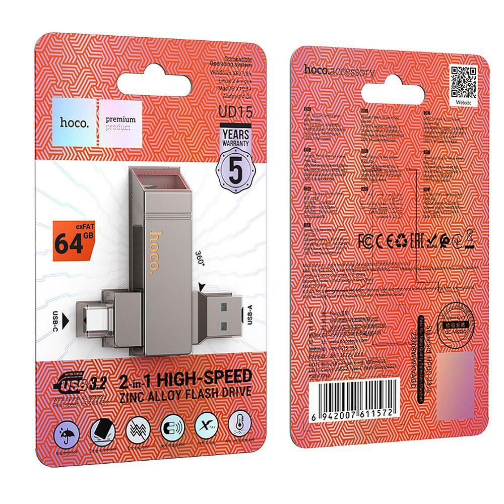HOCO pendrive USB A + USB C UD15 64GB USB3.2