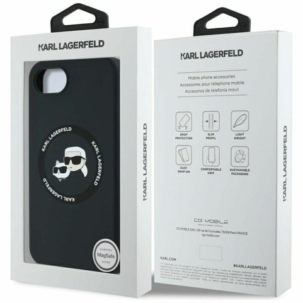 KARL LAGERFELD case for IPHONE 16e (SE 4 2025) compatible with MagSafe KLHMPSE4SKCHTCK (Silicone Double Heads) black