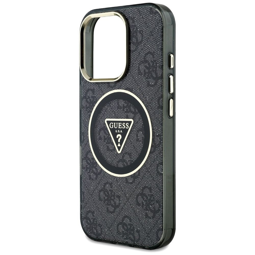 GUESS case for IPHONE 16 Pro Max compatible with MagSafe GUHMP16XHG4PRTGK (IML Metal Glitter 4G Circle Triangle) black