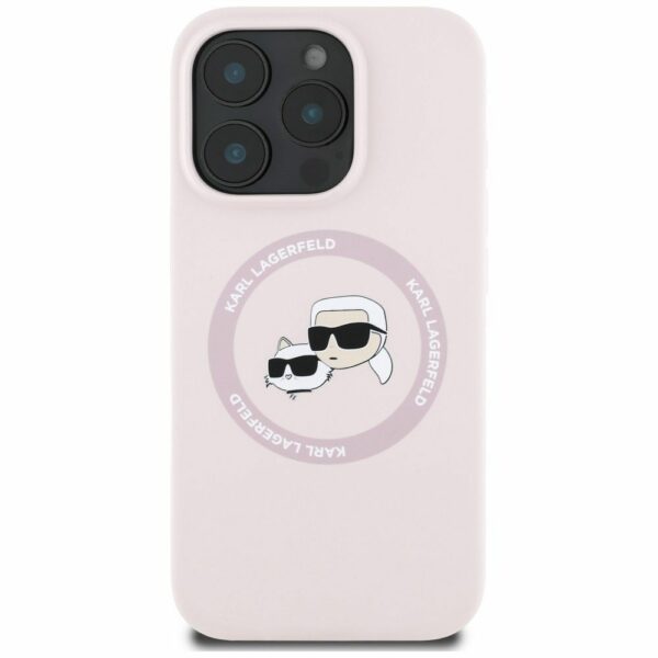 KARL LAGERFELD case for IPHONE 16 Pro compatible with MagSafe KLHMP16LSKCHTCP (Silicone KC Heads) pink