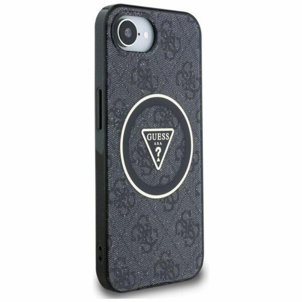 GUESS case for IPHONE 16e (SE 4 2025) compatible with MagSafe GUHMPSE4HG4PRTGK (IML Metal Glitter 4G Circle Triangle) black