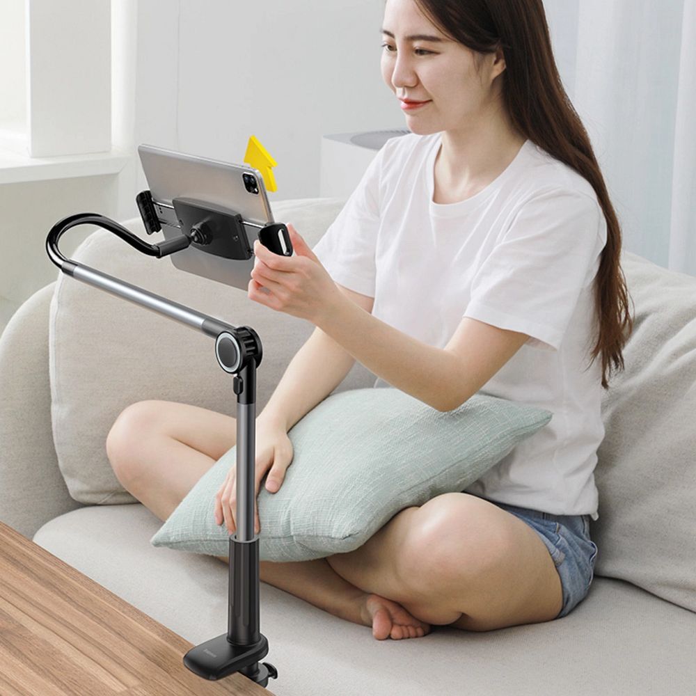 3fe4cddd0a3ca4b8fab2d856d810bd9a BASEUS desk holder rotative adjustable for phone tablet 4,7" - 12,9" grey