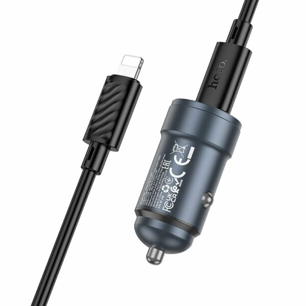 HOCO car charger Type C + cable Type C to Lightning PD QC 30W Z57 metal gray