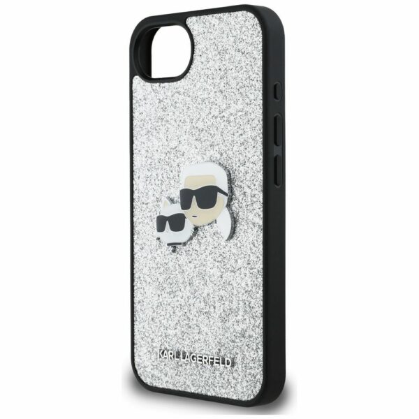 KARL LAGERFELD case for IPHONE 16e (SE 4 2025) KLHCPSE4PFGKCPS (Fixed Glitter W/ Ikonik Metal Pin) silver