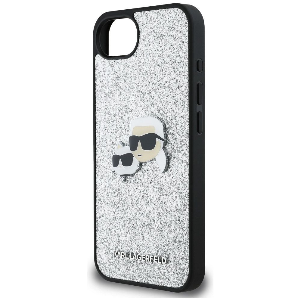 KARL LAGERFELD case for IPHONE 16e (SE 4 2025) KLHCPSE4PFGKCPS (Fixed Glitter W/ Ikonik Metal Pin) silver