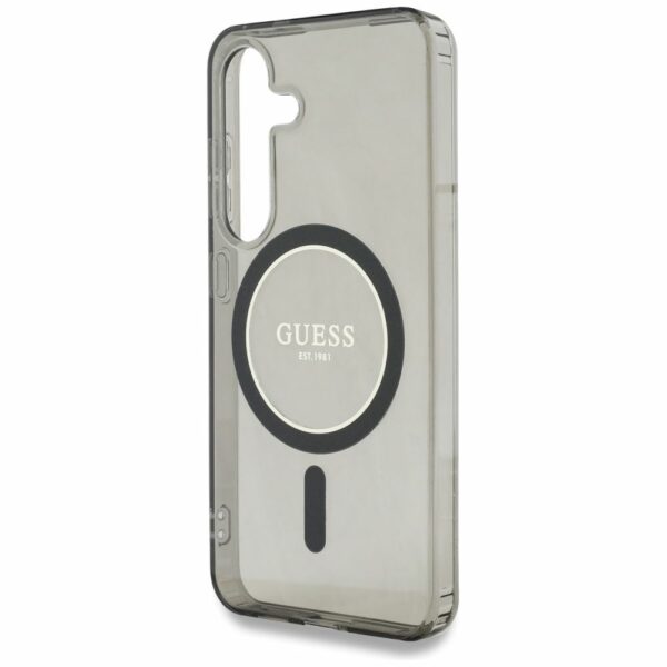 Θήκη Κινητού GUESS Samsung S25 Μαύρη με Γκλίτερ & Μαγνητικό Κύκλο